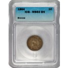 1864 1C Indian Head Cent Bronze ICG MS63 BN Brown Uncirculated Coin