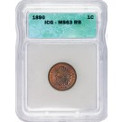 1890 1C Indian Head Cent ICG MS63 RB Red Brown Uncirculated Coin