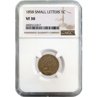 1858 1C Flying Eagle Cent Small Letters NGC VF30 Very Fine Coin