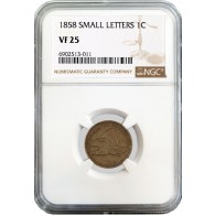 1858 1C Flying Eagle Cent Small Letters NGC VF25 Very Fine Coin #011