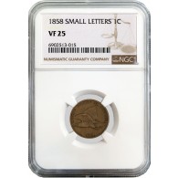 1858 1C Flying Eagle Cent Small Letters NGC VF25 Very Fine Coin #015